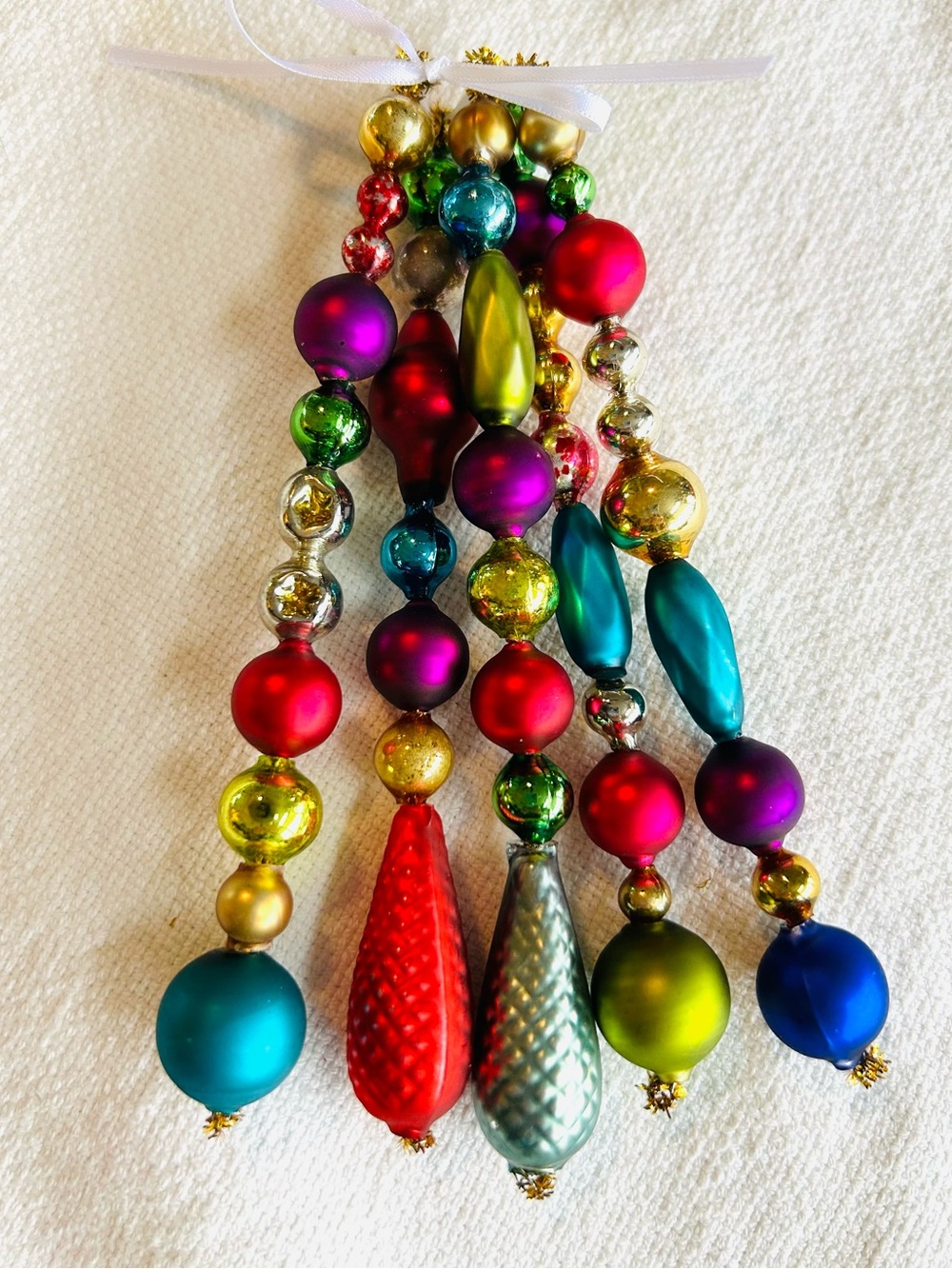 Vintage repurposed mercury glass  bead, icicle holiday Christmas ornaments